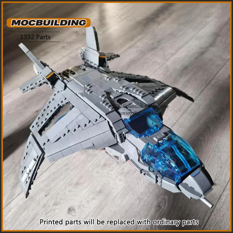 Фото Конструктор MOC «Космический истребитель» в стиле Quinjet из серии фильмов, модель космического самолета, технологические блоки, классическая игрушка, подарки №4