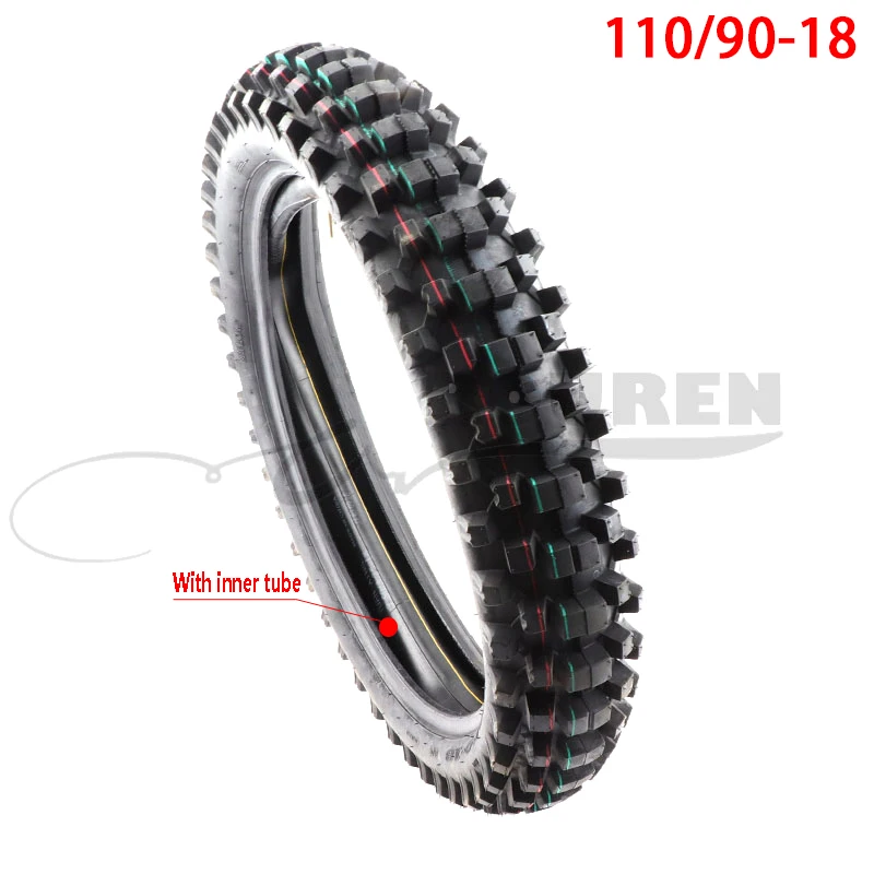 

110/90-18 Rear Tire + Inner Tube for 140cc 150cc 200cc SSR KLX Dirt Bike ATV Intermediate Hard Motocross Dirt Bike Off Road