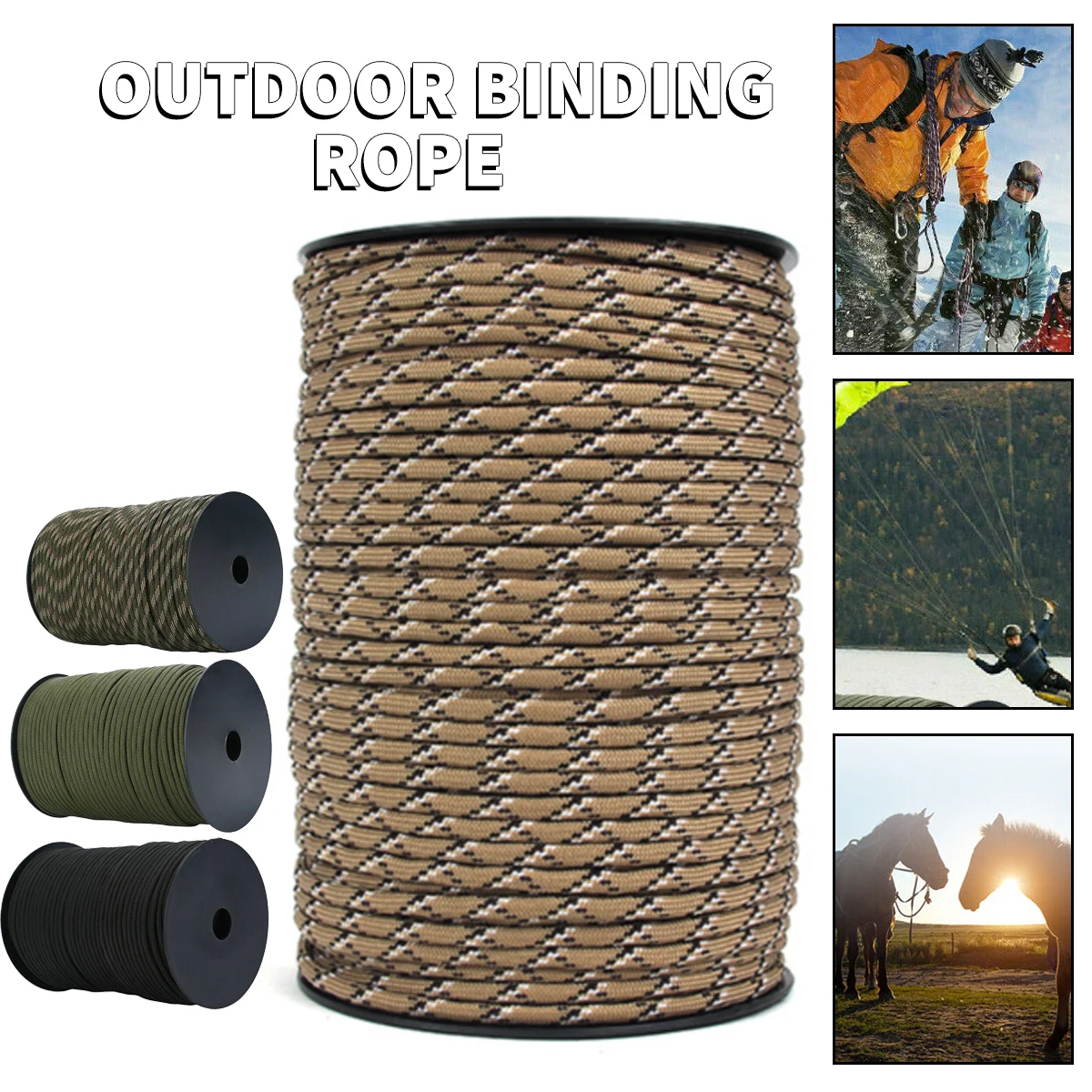 

100M Military Standard 9-Core Paracord Rope 4mm Outdoor Camping Parachute Cord Survival Umbrella Tent Lanyard Strap Clothesline