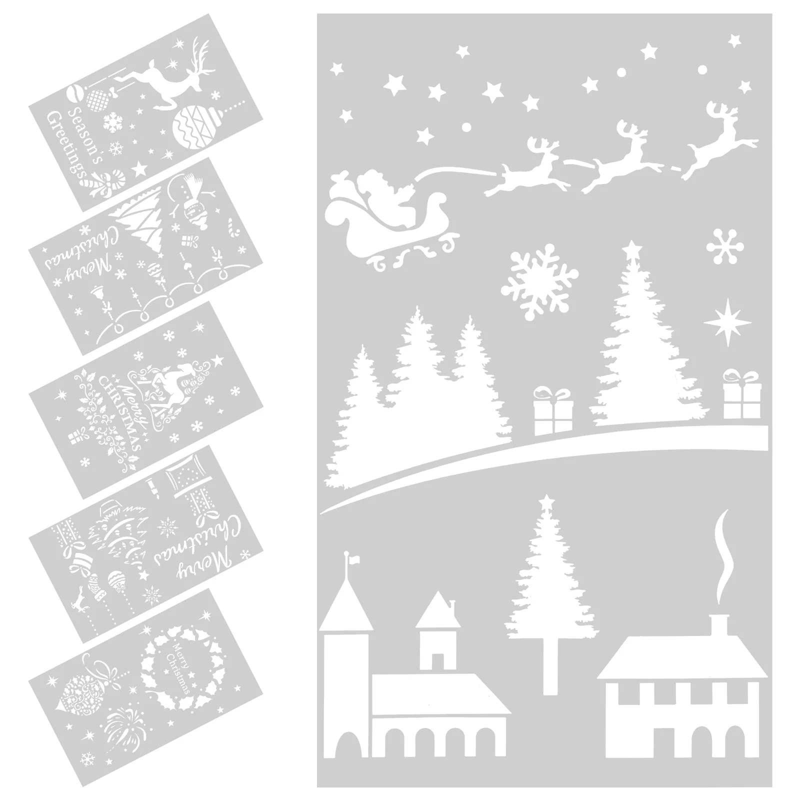 

6 Pcs Christmas Decor Stencils Painting Spray Crafts Portable Creative Decorative