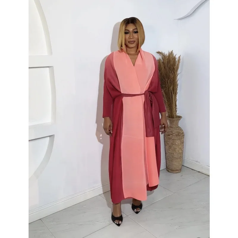 Новое трансграничное платье с длинными рукавами и лацканами цветными принтами