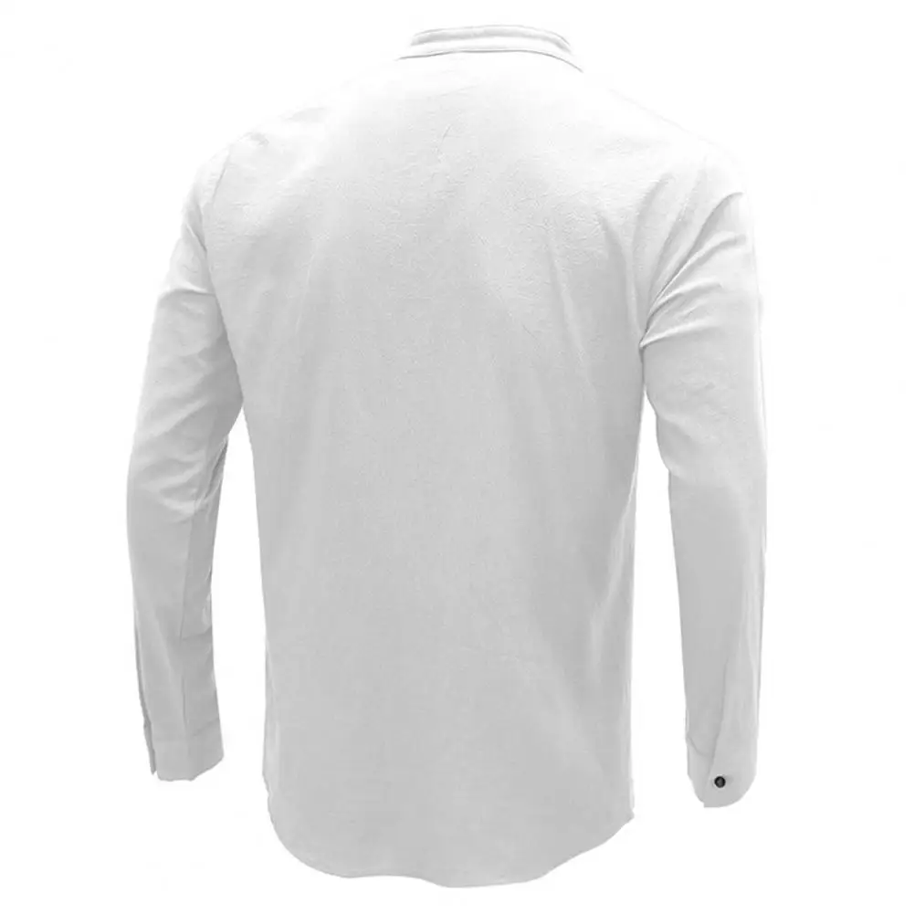 

S-2XL Soft Men Top Blouse Summer Autumn Loose Shirt Fashion Loose Tops Stand Collar for Daily Leisure