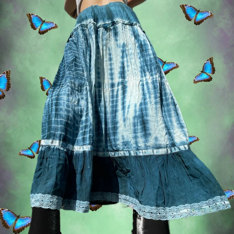 

Harajuku Vintage Long Skirts Y2K Aesthetic Fiairycore Grunge Retro High-Waisted Pleated Skirts Chic Women Holiday Streetwear