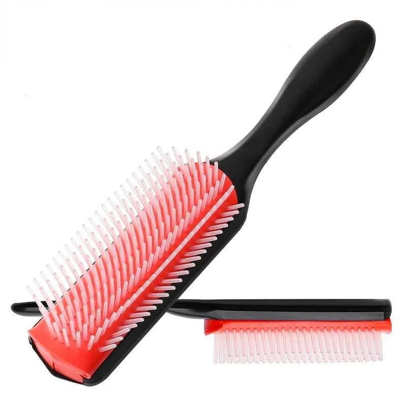 

Hair Comb 9-Row Detangling Hair Brush Rat Tail Comb Styling Hairbrush Straight Curly Wet Hair Scalp Massage Brush Women