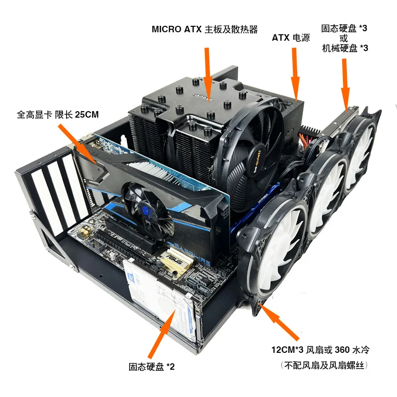 A-ONEBOX Open Studio Bench Rack: Усиленная подставка для материнских плат MATX, фиксированный кронштейн, открытая тестовая рама (art.: 3920dc93bf2e7) - 3920dc93bf2e7