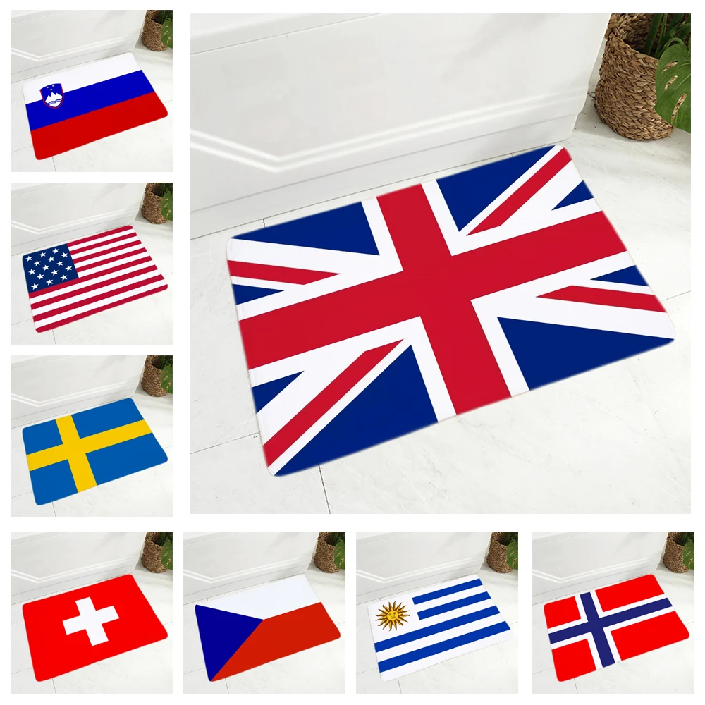 

National Flag 25 style Carpet Decor Geometric Floor Door Mat Super Soft Flannel Non-Slip Doormat for Kitchen Bedroom 40x60cm