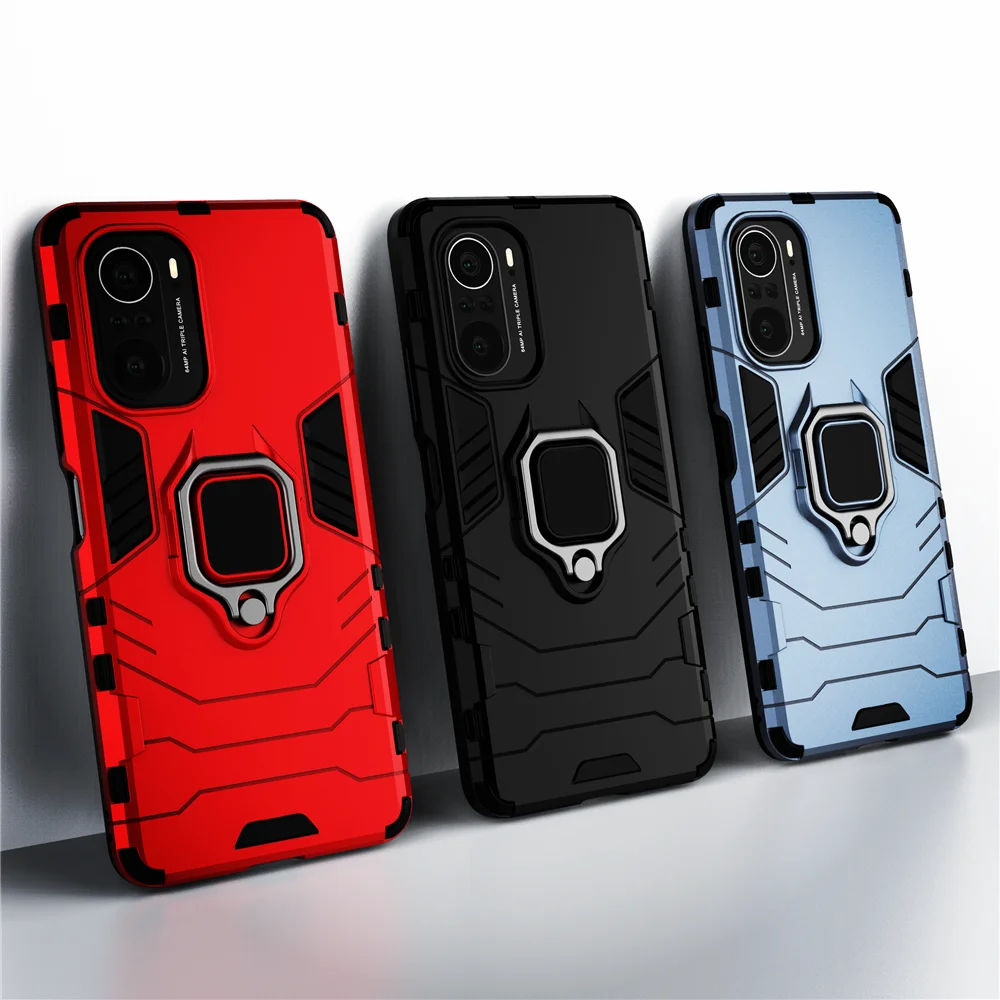 

Poco F3 4 in 1 Case on the for Xiaomi Poco F3 X4 M4 Pro 5G Mi 11T Pro 11i Case Ring Stand Back Cover for Poco F3 M4 Pro Funda