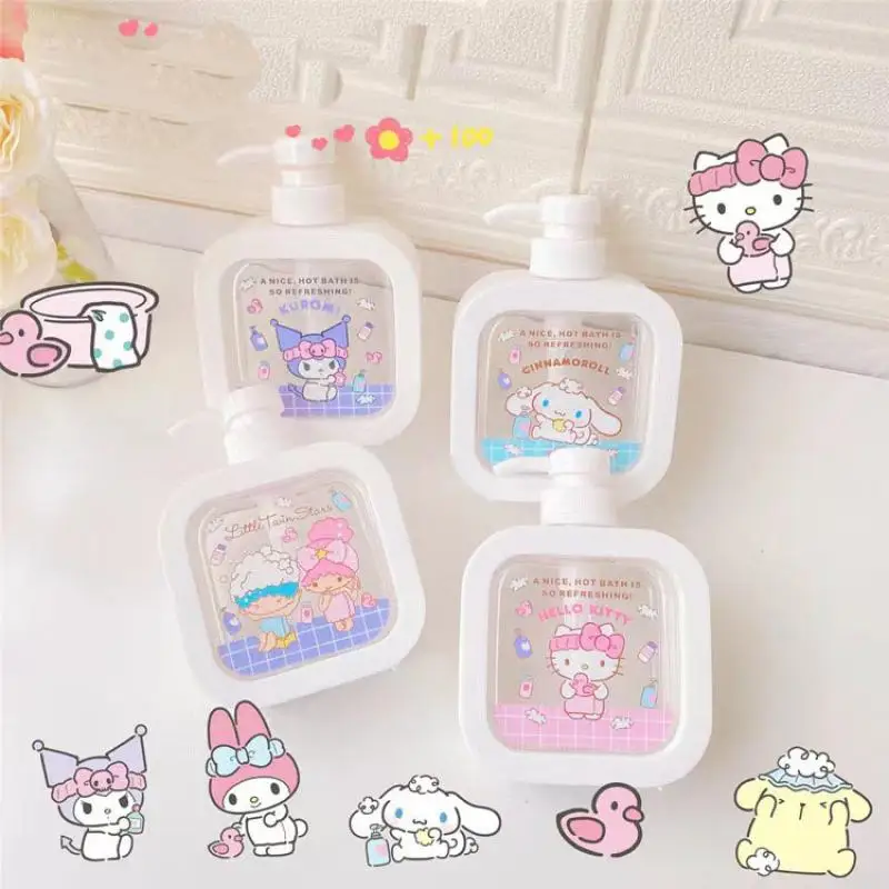 

20 Styles for Bottling Hello Kitty Kuromi Cinnamoroll Stitch Push Type Body Wash Shampoo Travel Portable Press Bottle Home Gift