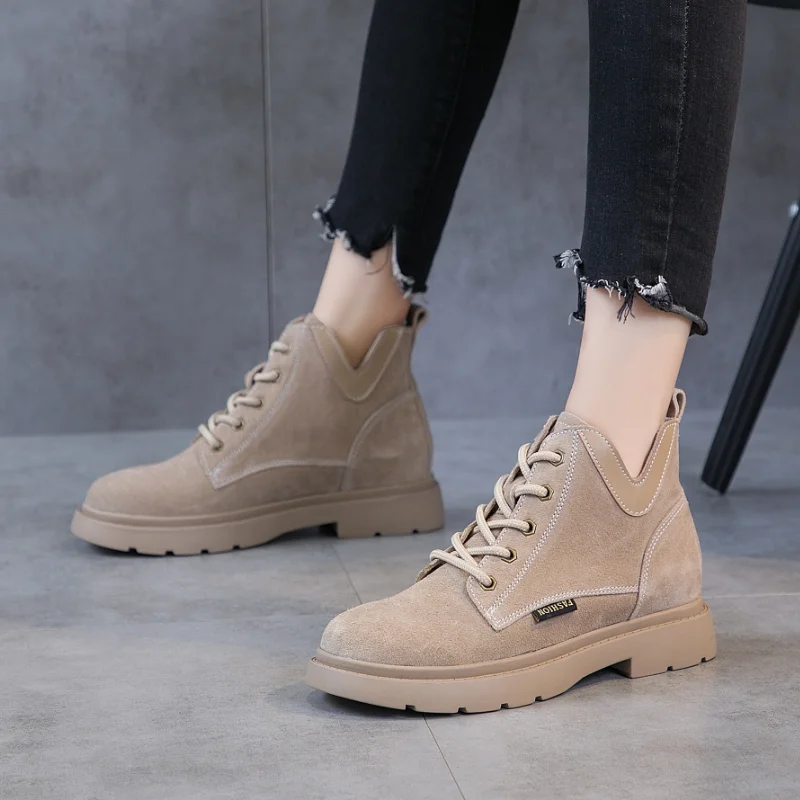 AIYUQI Ankle Boots Women 2023 Winter New Suede Genuine Leather Women Booties Flat Large Size 41 42 43 Ladies Short Boots