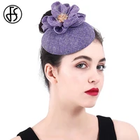 fs ladies hats fascinator hats for women wedding hat purple hair clip elegant bridal church fedora pillbox hat chapeau femme