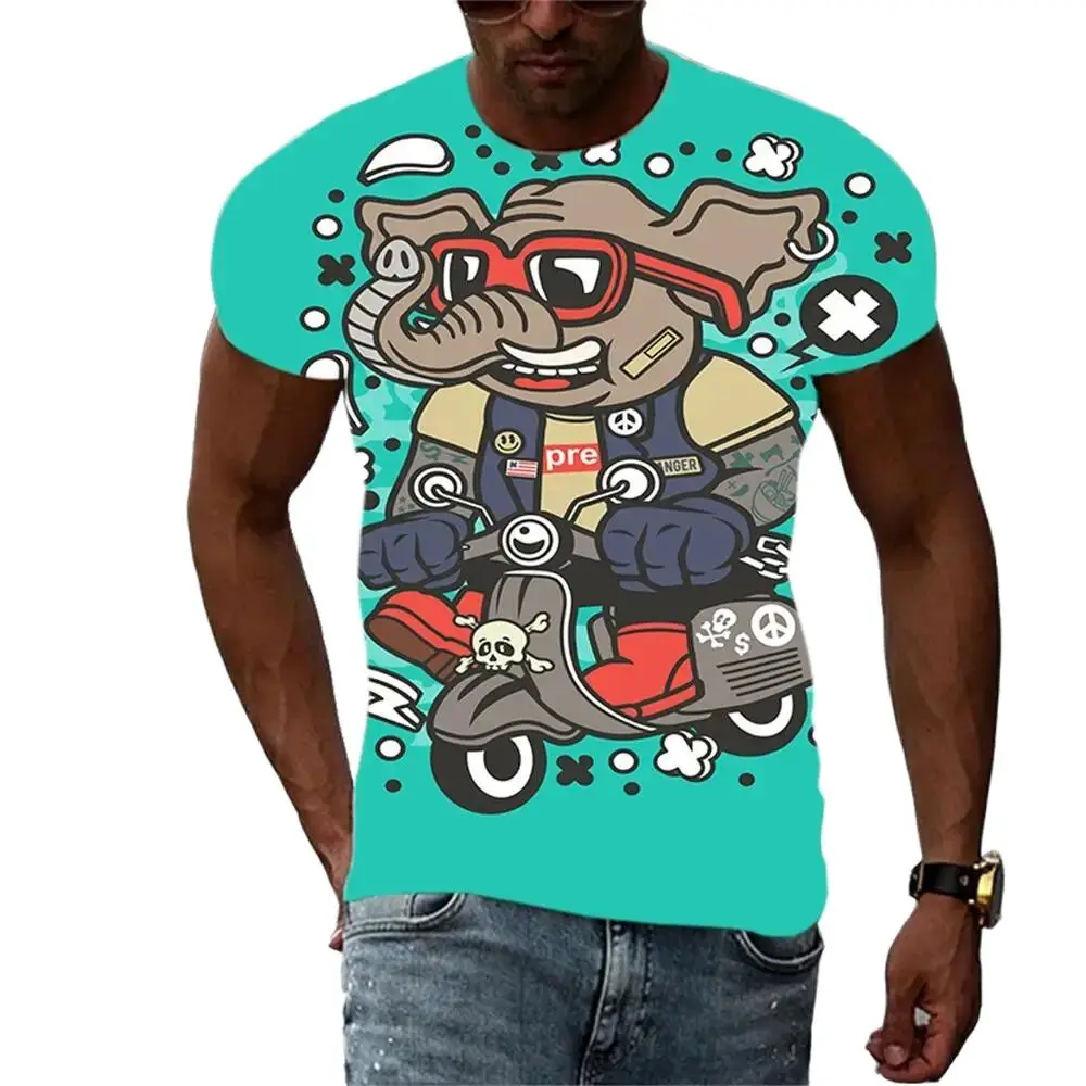 

Summer Tide Cartoon Picture Men T-Shirts Casual 3D Print Tees Hip Hop Personality Round Neck Short Sleeve Quick-Dry Tops