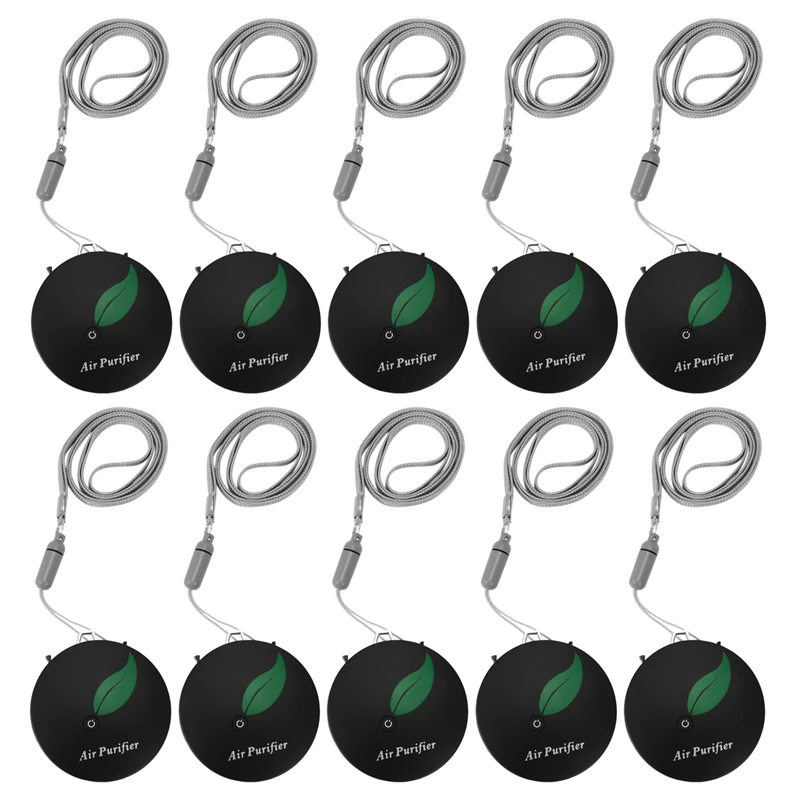10X Personal Wearable Air Purifier Necklace Mini Portable Air Freshner Ionizer Negative Ion Generator Black