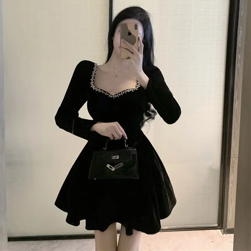 

Birthday Dress Blk Dress French Hepburn Style Elegant Advanced Design Gold Velvet Tulle Tutu Dress Small Man