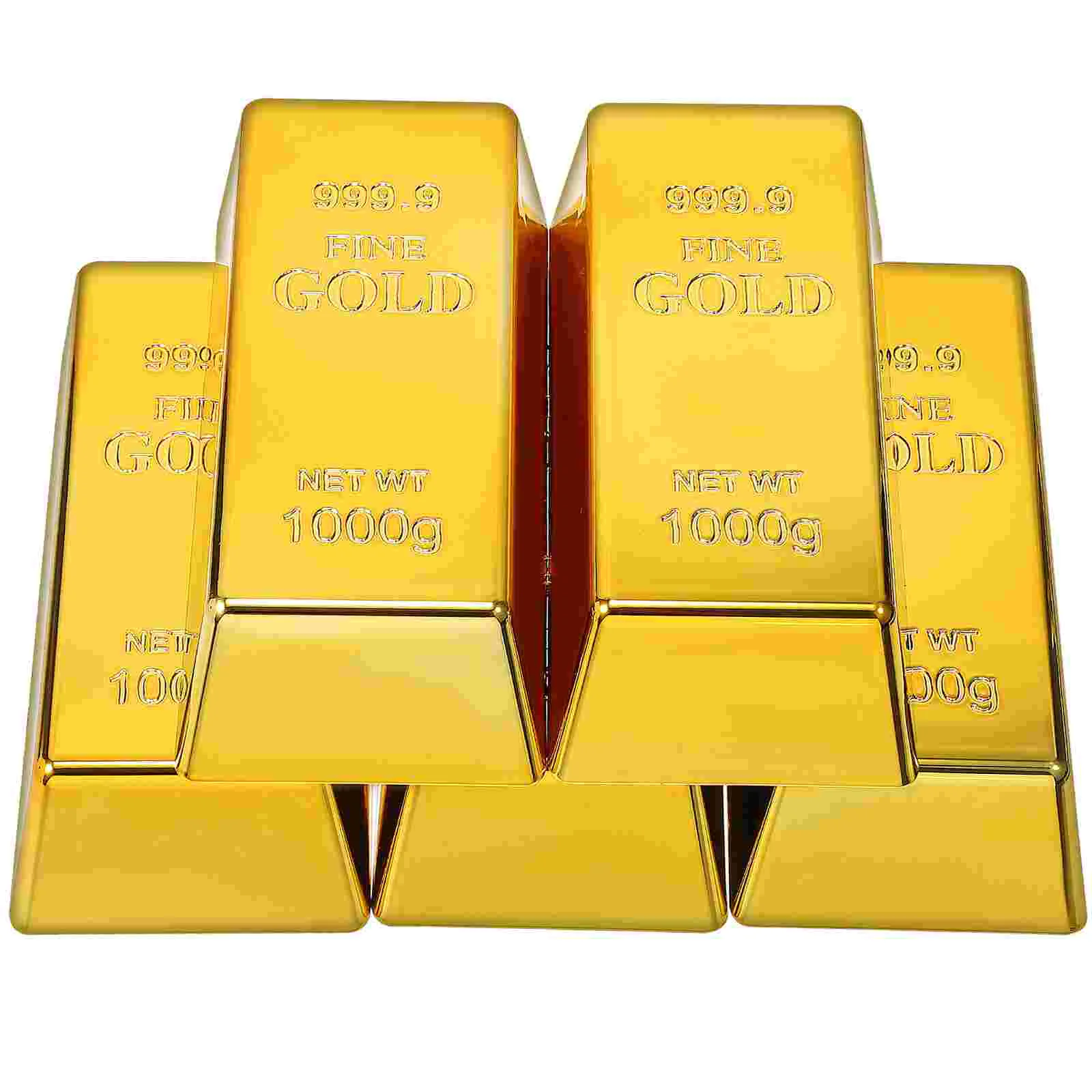 

5 Pcs Simulation Plastic Electroplating Activity Decoration Props Pirate Gold Bars Game Toys Fake Bricks Playes