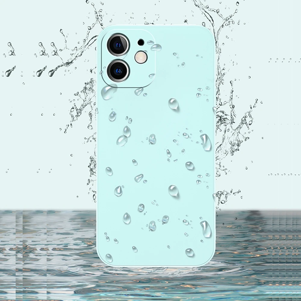 Luxury Square Liquid Silicone Phone Case For iPhone 12 13 11 Pro Max Mini X XR XS Max 7 8 6 6s Plus SE 202 Shockproof Soft Cover