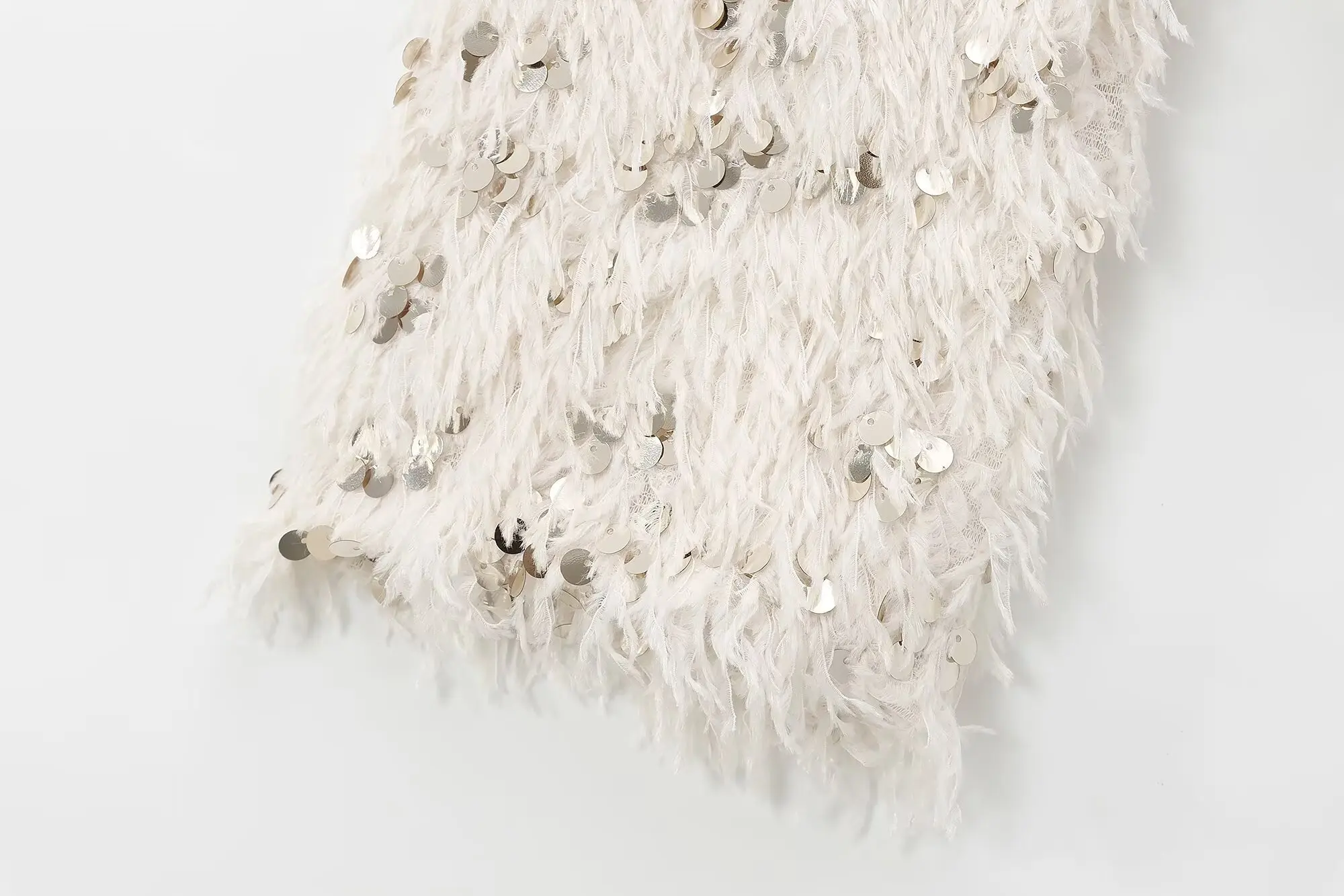 TRAFZA женский роскошный пуловер с перьями и пайетками стильный свободный свитер