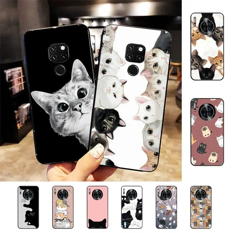 

Cat Cute Kitten Cartoon Phone Case For Huawei Nova 3I 3E mate 20lite 20Pro 10lite Luxury funda case