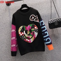 ed iqyipai black women pullover sweater spring autumn patchwork sleeve outerwear sweater pullover knitted coat loose sweater