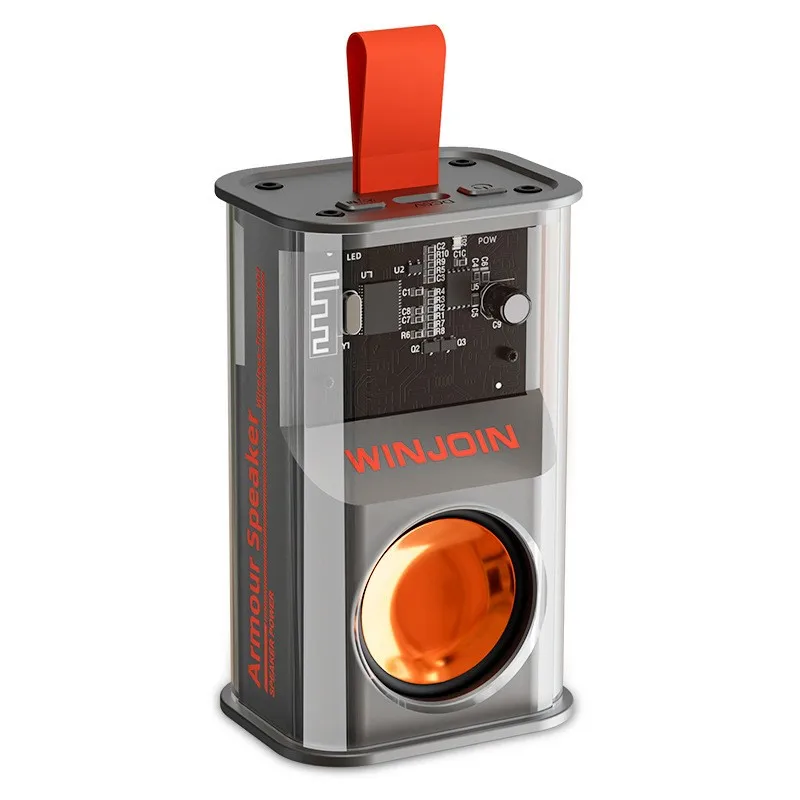 Прозрачный Bluetooth-динамик Mecha с ремешком, беспроводной мини-динамик 5 Вт, 500 мАч, Type-c с поддержкой дыхания