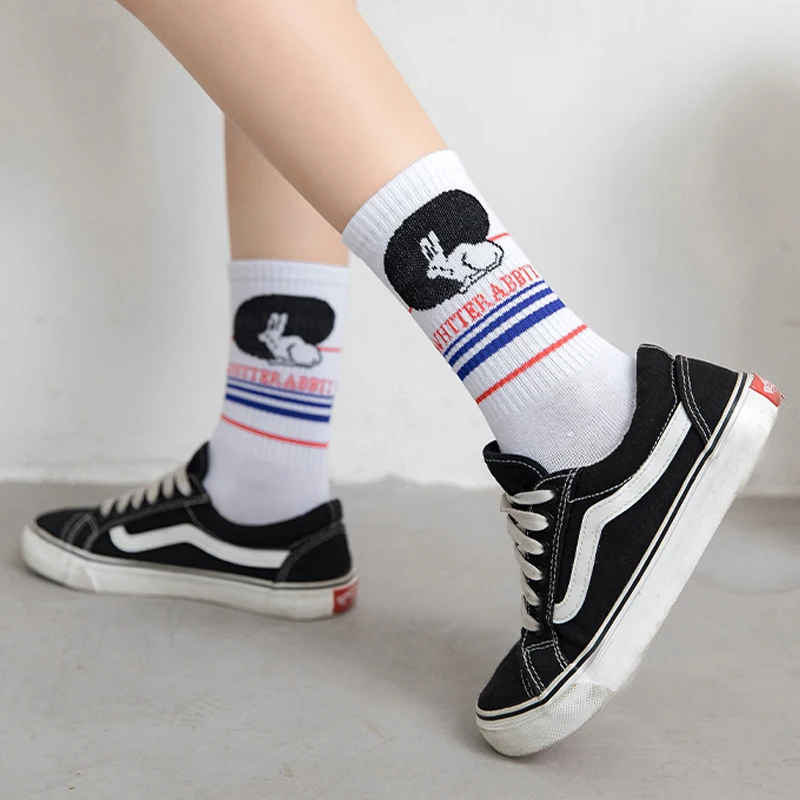 3 Pairs/Box Kawaii Cartoon Rabbit Stockings Cotton Harajuku Comfortable Soft Fashion Couple Cute Gifts Men Women Socks High Pack