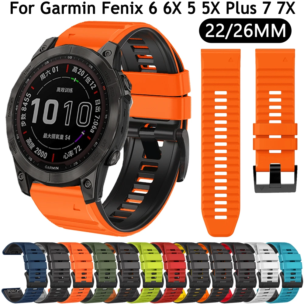 

QuickFit Band For Garmin Fenix 7 7X 6 6X Pro 5 5X 3 3HR Smart Watch Strap 22 26mm Forerunner 955 945 Silicone Watchband Bracelet