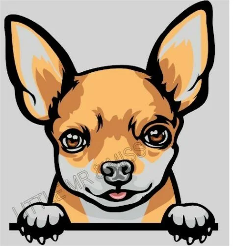 

For Chihuahua Peeking Dog Fawn Breed Color Window Wall Laptop Sticker w/proof