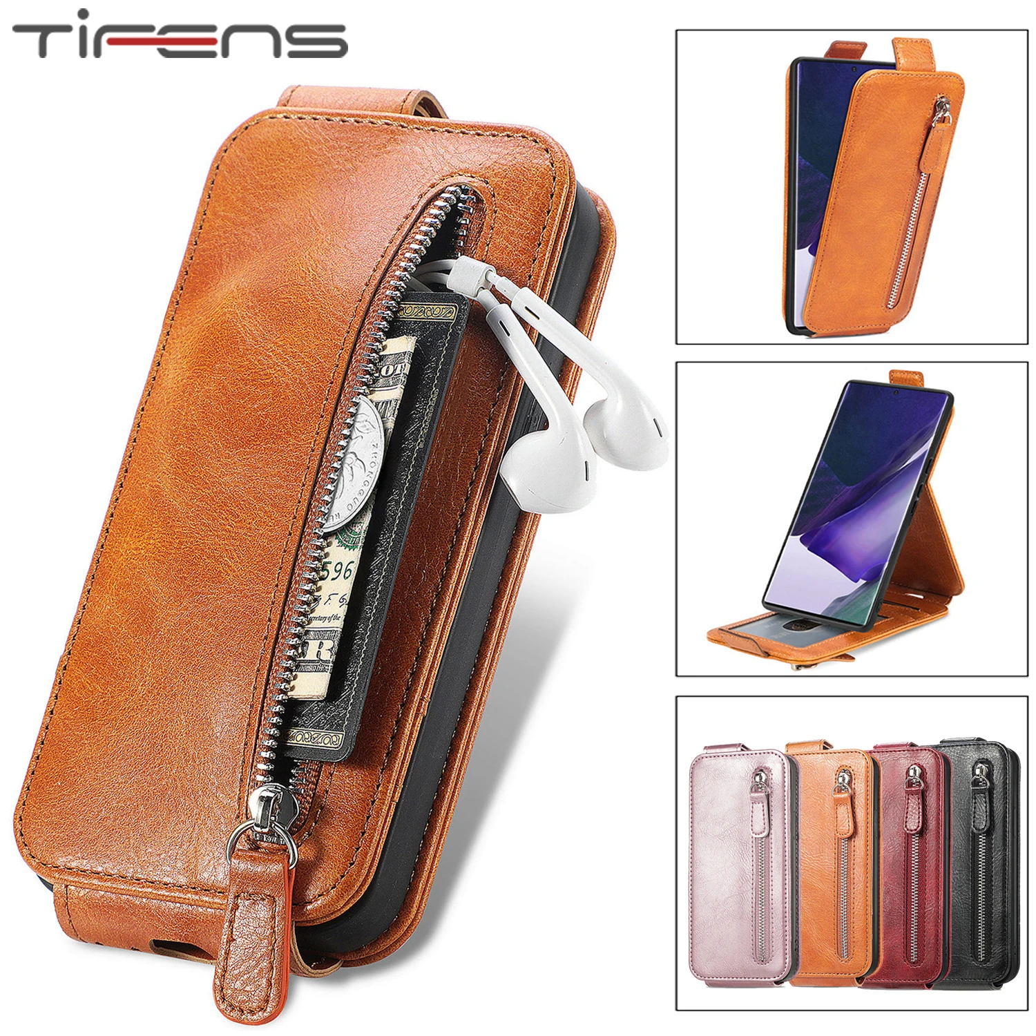 

Leather Flip Wallet Case For Samsung Galaxy S22 S21 S20 FE Plus Ultra S6 Card Holder Slot Magnetic Stand Zipper Phone Bag Cover
