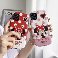 disney faux leather minnie mouse phone cases for iphone 13 12 11 pro max mini xr xs max 8 x 7 se 2020 back cover