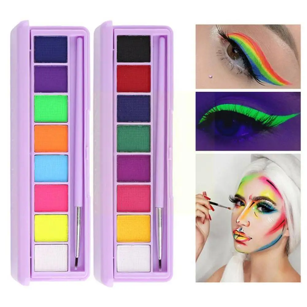 

8 цветов Водорастворимая подводка для глаз УФ-свет для лица тела Хэллоуин эффекты пигмента подводка для глаз сценическая краска паста макия...