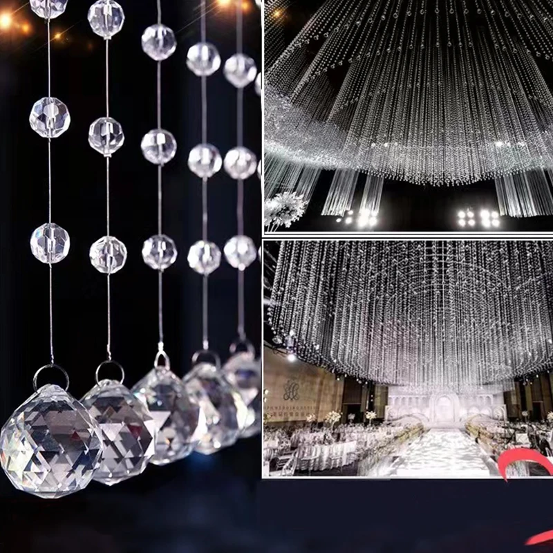 

Artificial Crystal Beaded Strands Clear Glass Beads Hanging Curtain Chandelier Ornaments Door String Hanging Ceiling Decoration