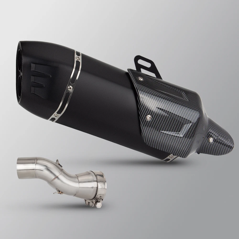 Надевается для BMW R1200GS R1200RS R1250RS R1250GS ADV выхлопная система мотоцикла с крышкой, глушитель с двойным отверстием, средняя труба
