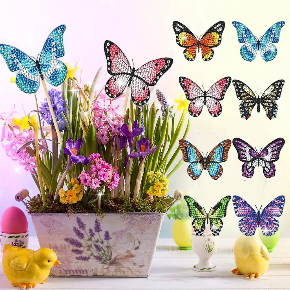 

Christmas Butterfly Flower Arrangement Potting Stick Waterproof Shining Stakes Garden Diamond Indoor/Outdoor Decoration Hom G4O7