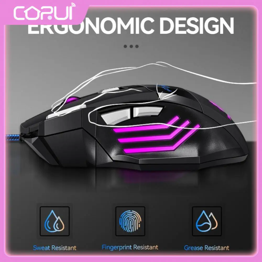 

Photoelectric Mouse G6 Wired Mouse Multi-function Mute Mice Colorful Breathing Luminous For Desktop Laptop Computer 7-key