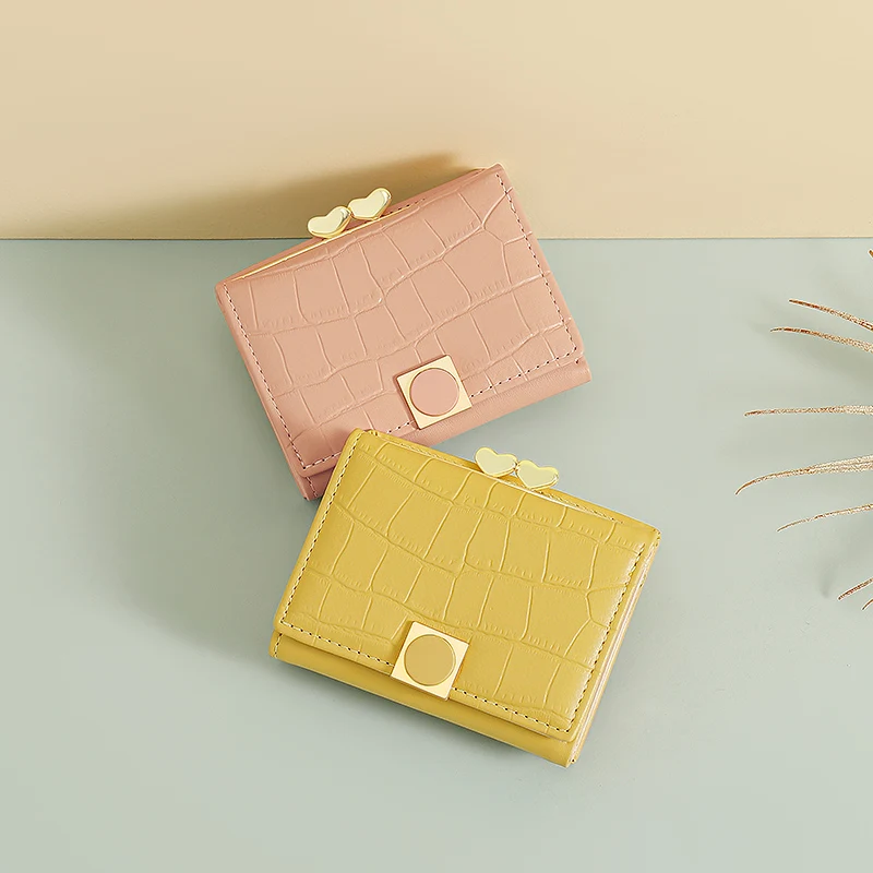 Клатч женский компактный с застежкой кошелек для мелочи из искусственной кожи -