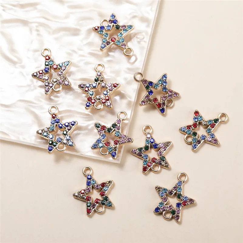 

Heyuyao 10 шт./лот красочные горные хрустальные шармы с пятью звездами подвеска в виде ладони соединитель для изготовления ювелирных изделий Ак...