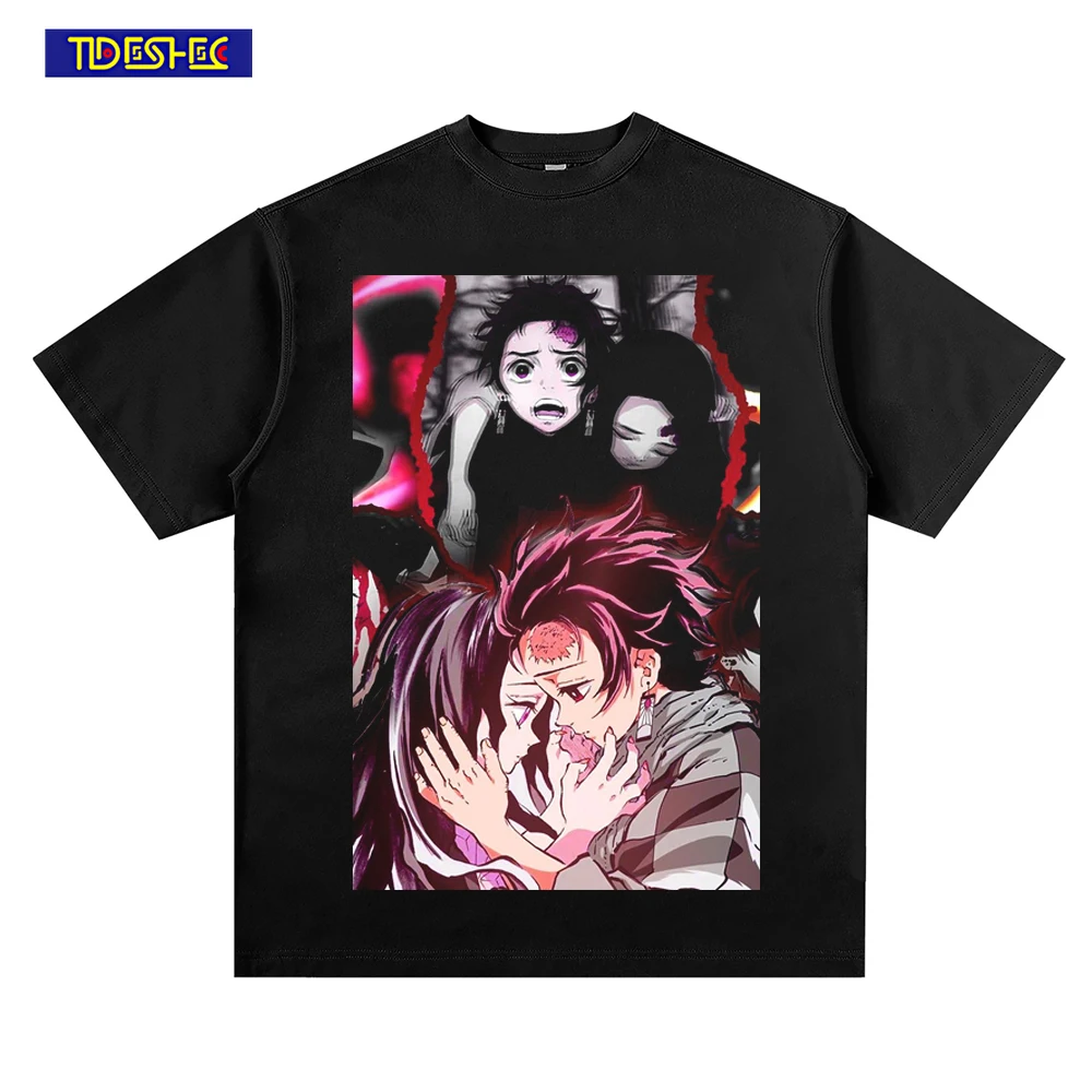 

Summer T-Shirt Men Cartoon Japan Anime Graphic Printed T-Shirt Hip Hop Oversized Casual Cotton Harajuku Streetwear Black T Shirt