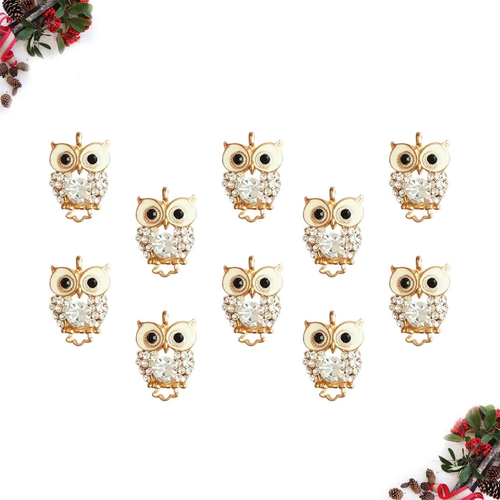 10pcs Stylish Owl Shape Pendants Charms Creative DIY Jewelry Making Accessory DIY Supplies for Necklace Bracelet (Golden)