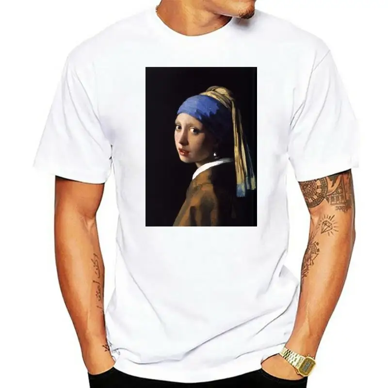 

Vermeer Girl With The Pearl Earring Famous Painting Art Masterpiece T Shirt Cool Casual Pride T Shirt Men Unisex New Fashion