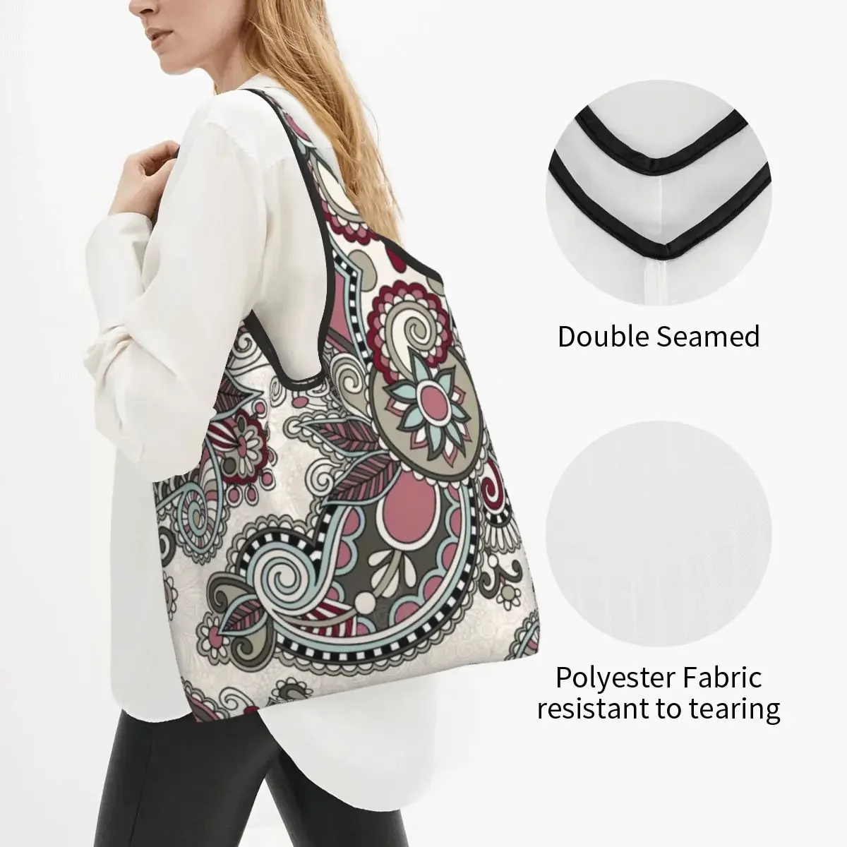 Цветные сумки для покупок с изображением цветка мандалы модная сумка-шоппер