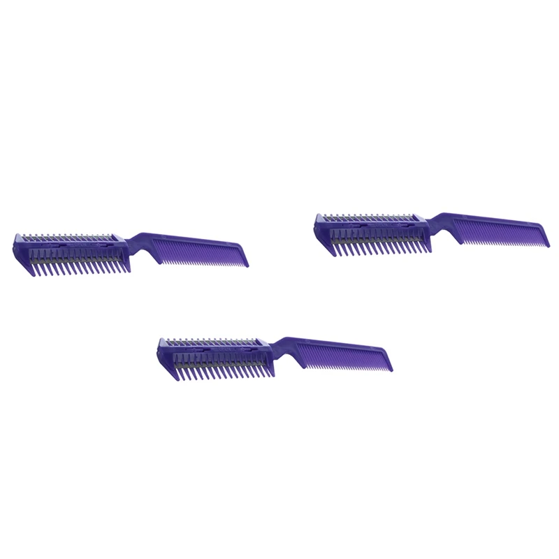 

3 металлических лезвия, бритва, пластиковая расческа для волос, резак, триммер, фиолетовый