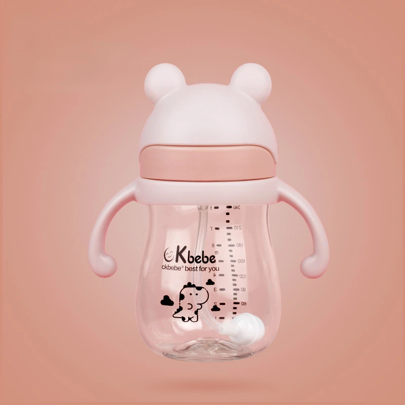 

Cup Bottle 240/300ml Baby Feeding Cup Kids Cartoon Animal Training Drinking Cupswith HandleChildren StrawDrinking Fallprevention