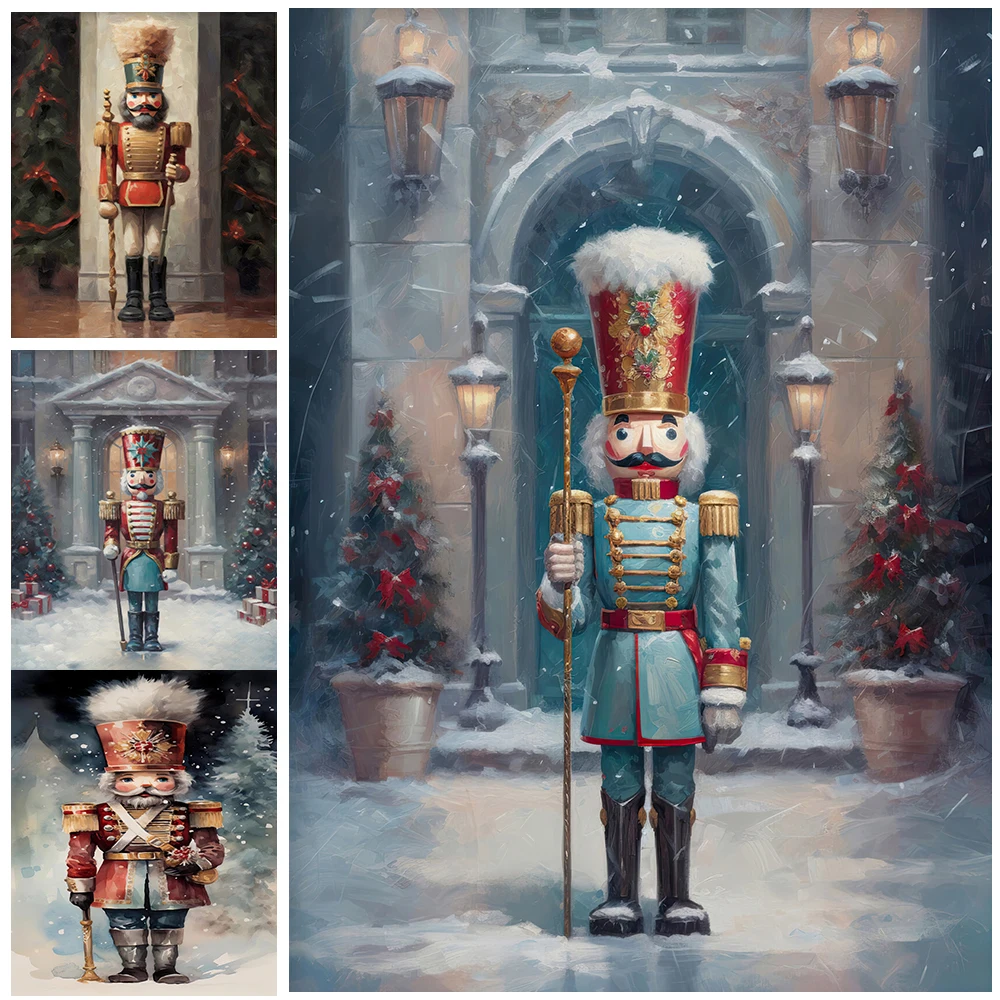 

Christmas Soldier Watercolor Vintage Wall Art Canvas Painting Winter Thanksgiving Day Art Poster Print Home Decoration Unframed