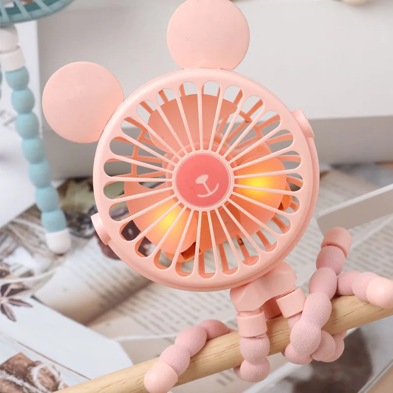 

Stroller Fan Portable Handheld Desk Fan Multifunction Baby Bed Car Seat Fan USB Rechargeable Night Light Stroller Accessories