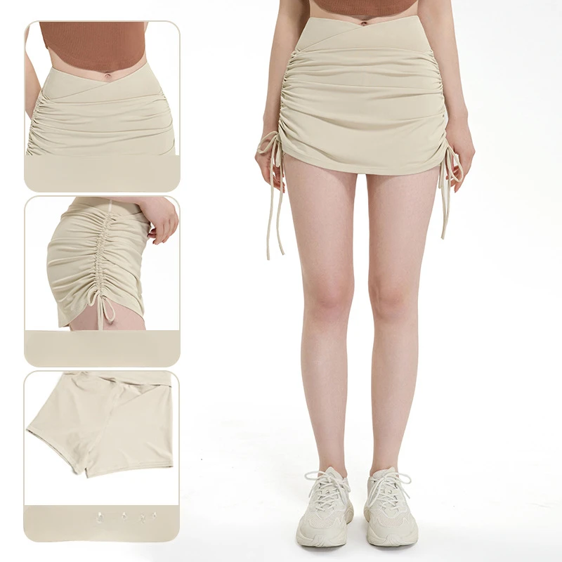 Спортивные брюки с высокой талией и застежкой на веревке для фитнеса двумя