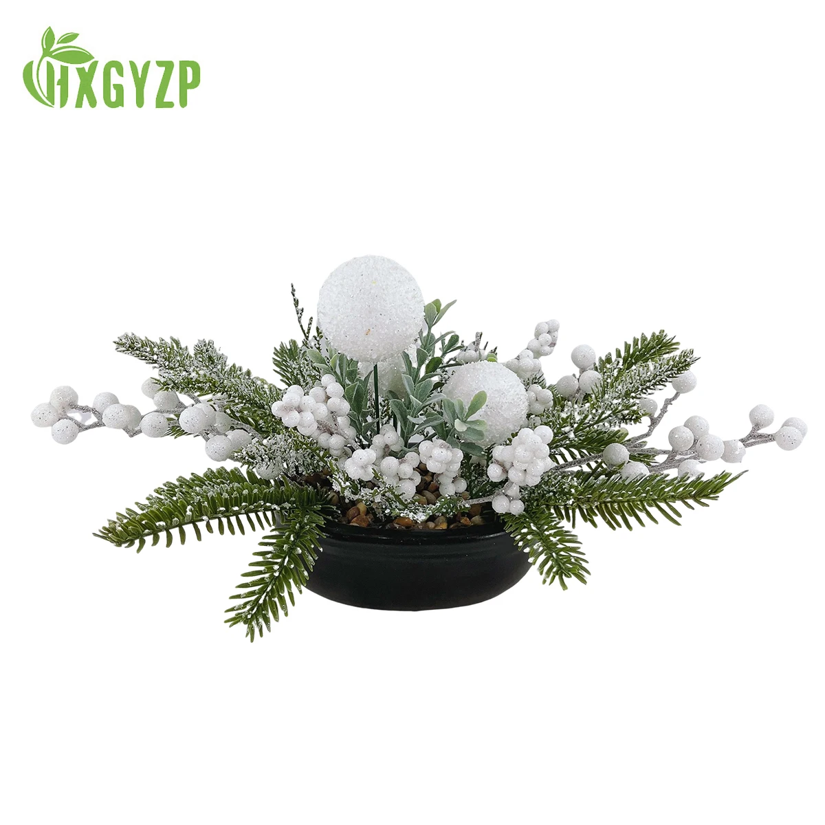 Рождественское украшение искусственное растение в горшке белый снежок снежинки