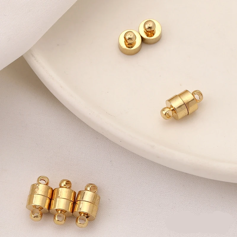 

Позолоченная медная цилиндрическая магнитная пряжка соединитель 2 шт. для ожерелья и браслета цепи Сделай Сам Модная бижутерия фурнитура