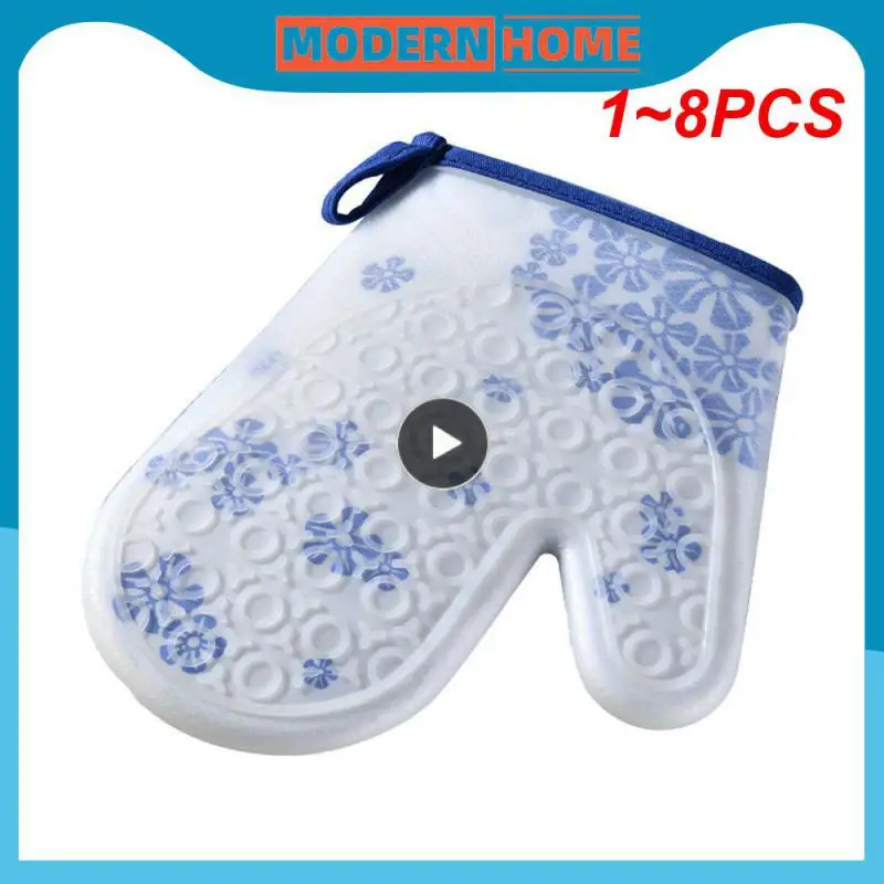 

1 ~ 8 шт., силиконовые длинные термостойкие перчатки для кухни