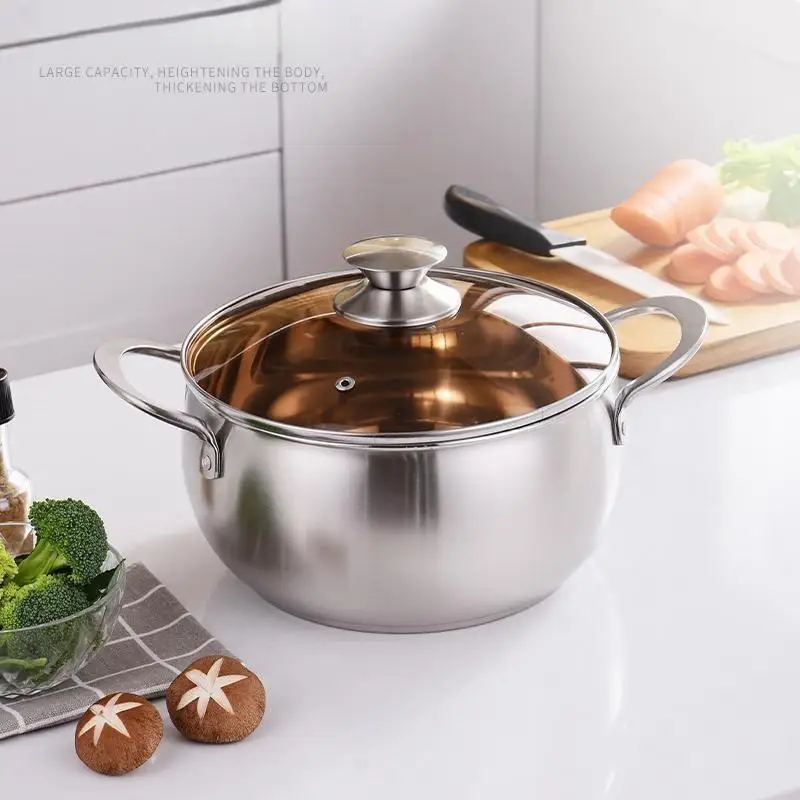 

24cm Stainless steel composite steel thickened household soup pot electromagnetic furnace gas stove applicable