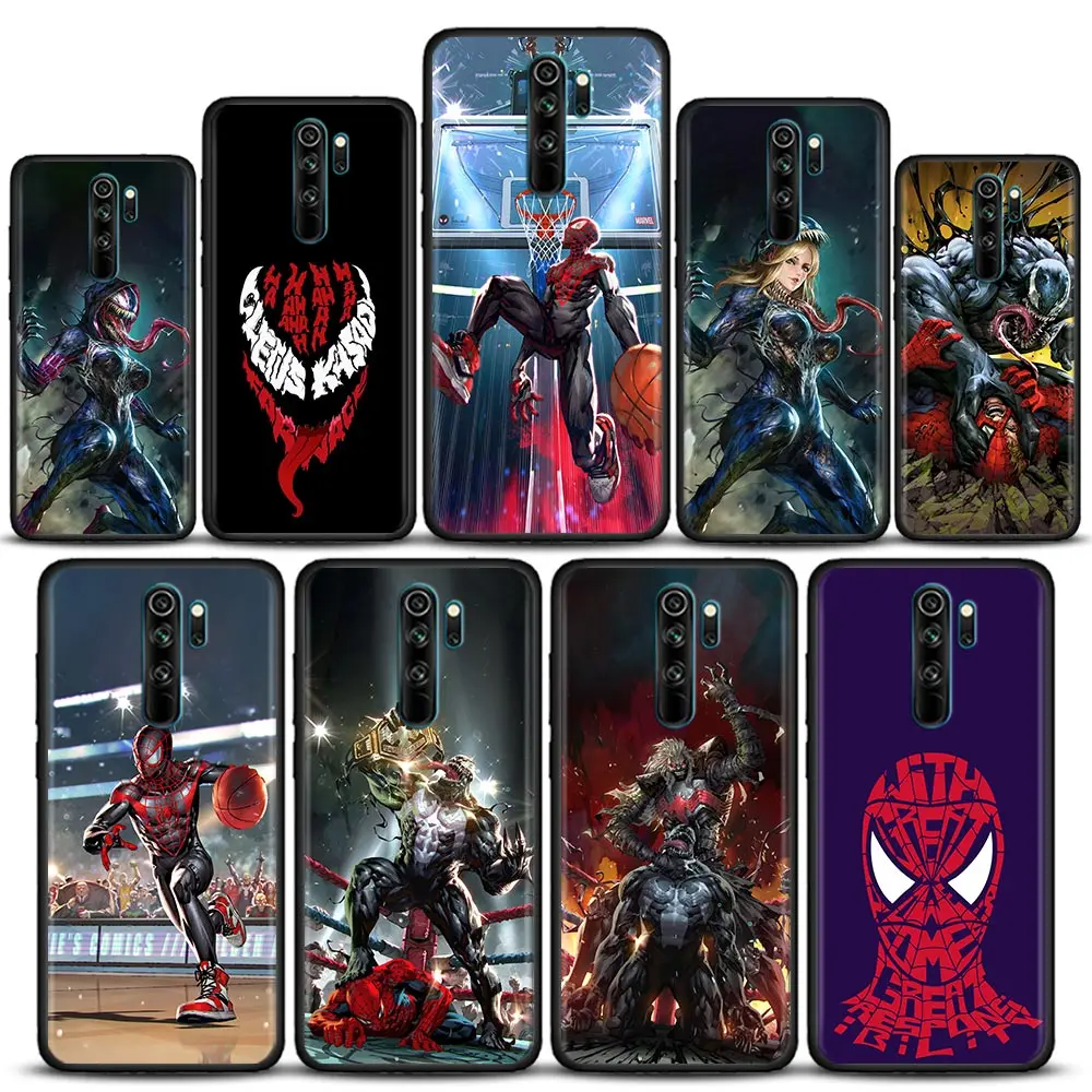 

Marvel Avengers Venom Spider Man Phone Case For Redmi K40 K40S K50 6 6A 7 7A 8 8A 9 9A 9C 9T 10 10C Pro Plus Black Soft TPU Capa