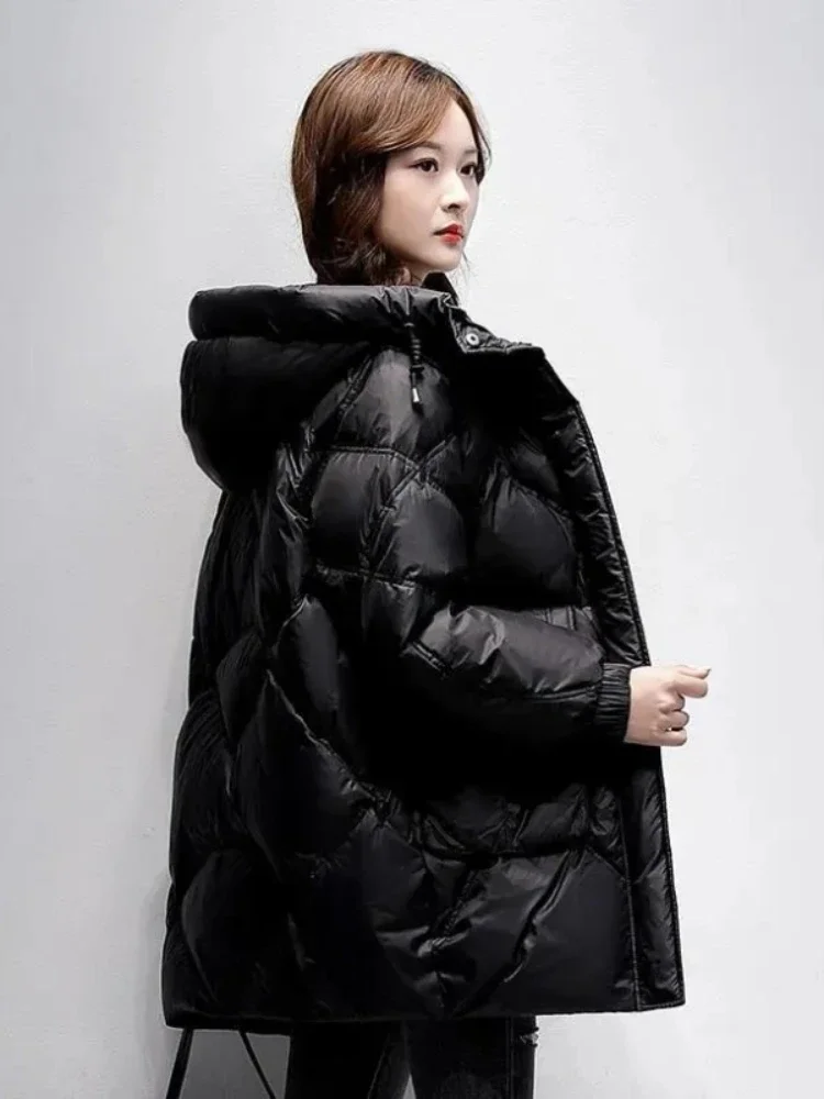 Женское зимнее пальто длинная теплая парка с капюшоном свободная Толстая